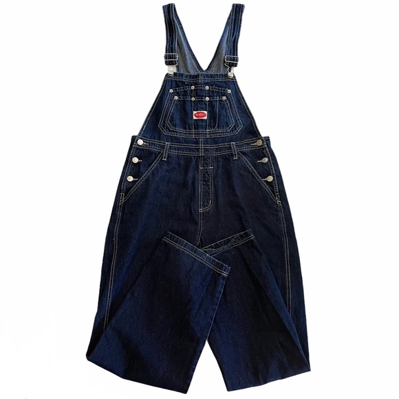 Revolt Jeans Denim - VTG 90s Revolt Dark Denim Overalls Size Medium